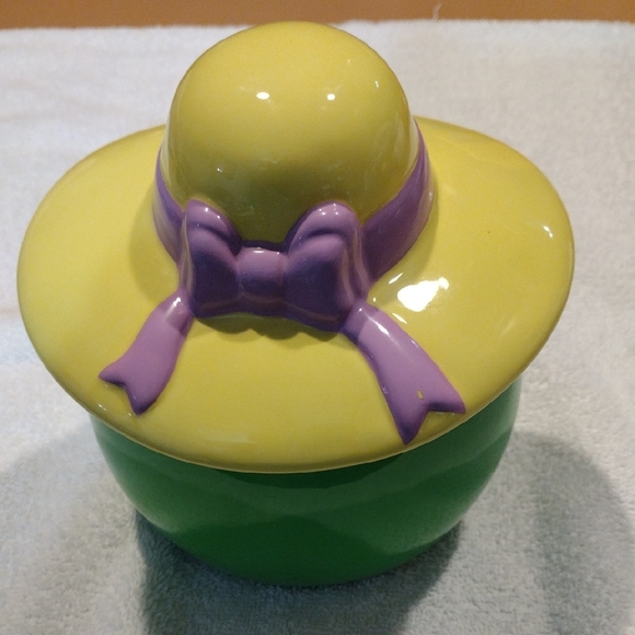 Green M&M Cookie Jar with Yellow Hat - Picture 2 of 7